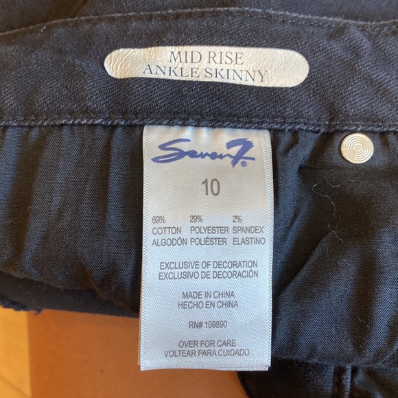 7 For All Mankind Black Mid Rise Ankle Skinny - Picture 7 of 9